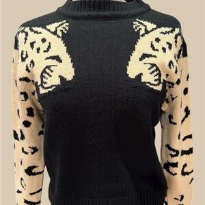 Chic Black and Cream Women's Mock Turtleneck Sweater